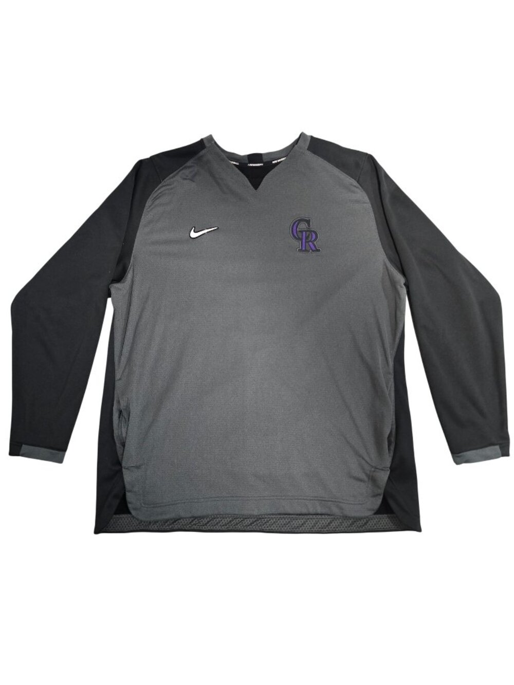 Nike Colorado Rockies MLB Dri-Fit Authentic Collection Sweatshirt XXL Gray Black